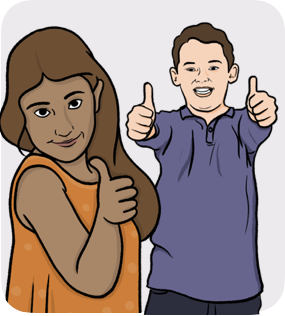 Kids thumbs up