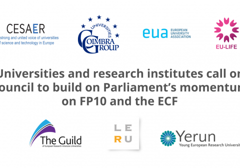 Universities and research institutes call on Council to build on Parliament’s momentum on FP10 and the ECF