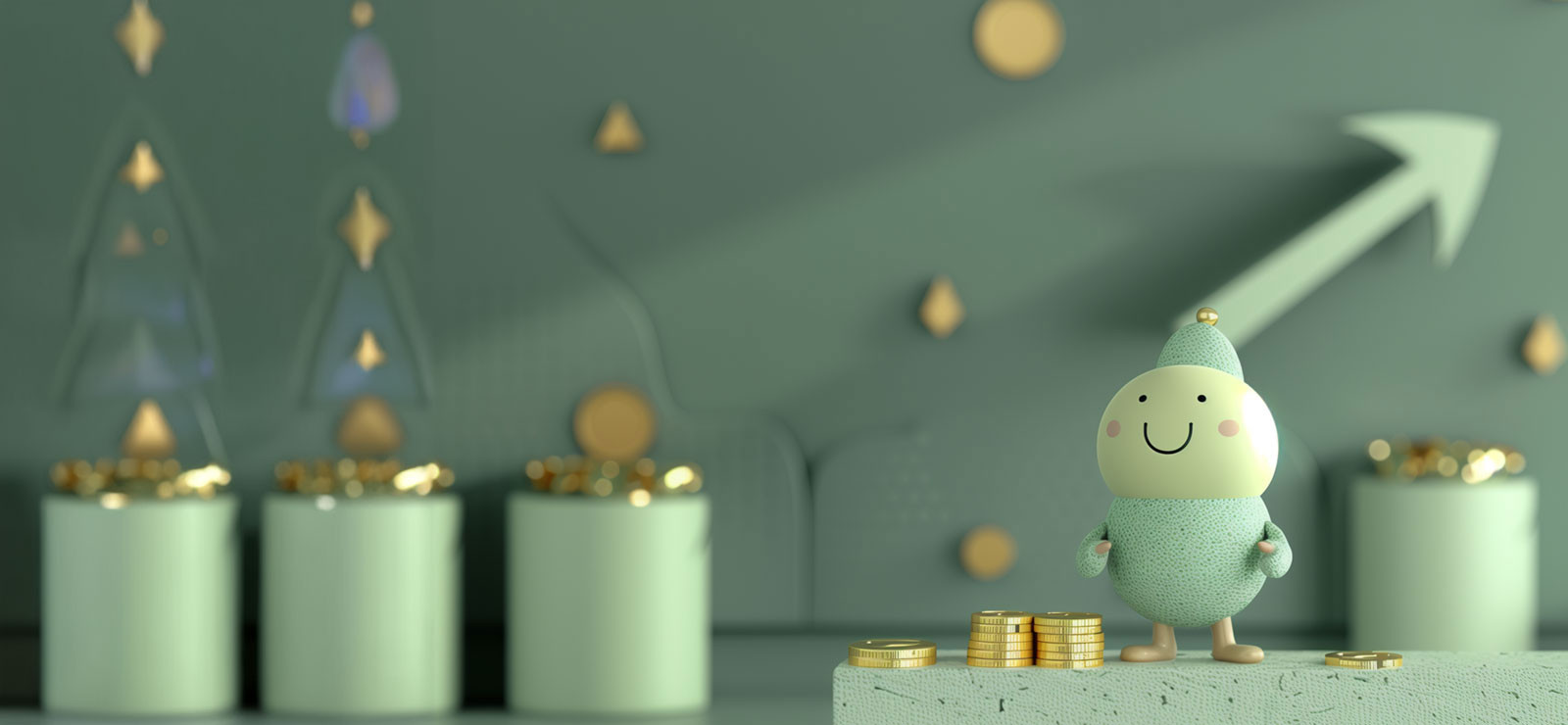 A figure is happy about a growing coin pile