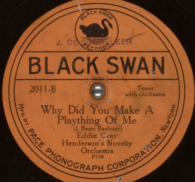 BnF, Gallica. Black swan : Disque Black swan 2011 (étiquette d'un des disques Black swan représentant un cygne noir sur fonds orange)