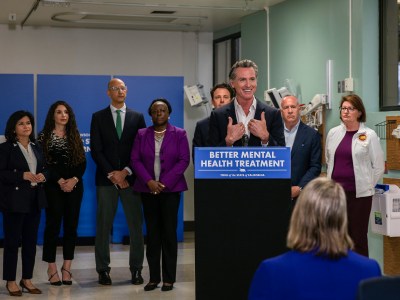 Gov. Gavin Newsom speaks at a news conference announcing a proposed a 2024 ballot initiative to improve mental health services across the state, at Alvarado Hospital in San Diego, on March 19, 2023. Photo by Adriana Heldiz/The San Diego Union-Tribune via AP, Pool