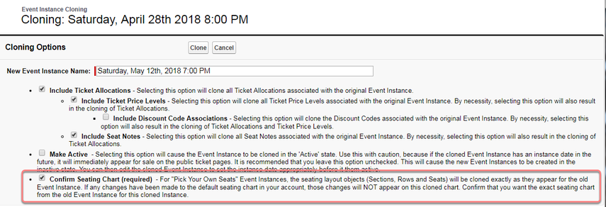 Confirm Seating Chart - Pick Your Own Seat venues will be cloned along with your reserved seating event instances!