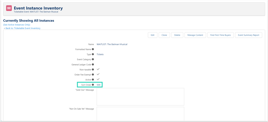 Waitlist Ticketable Event Sort Order