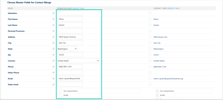 Edit selected fields