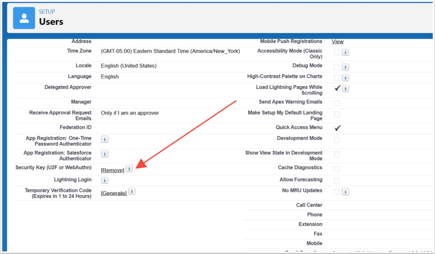 Remove Security Key