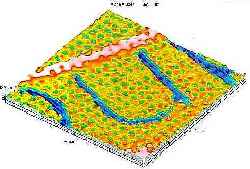 représentation 3D de la surface du CD-R n°2 avec codage de l’altitude par la couleur.