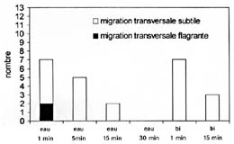 Figure 3 : Nombre d’échantillons du lot A sur lequel on observe
                   une migration transversale de composés colorés