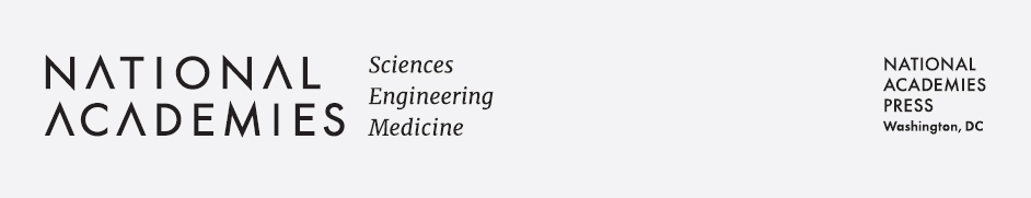 In the top left corner, the National Academies logo is displayed. The logo features the words National Academies in uppercase, followed by the stacked words Sciences, Engineering, and Medicine. On the top right corner, directly opposite the logo, the stacked text reads National Academies Press, Washington, DC.