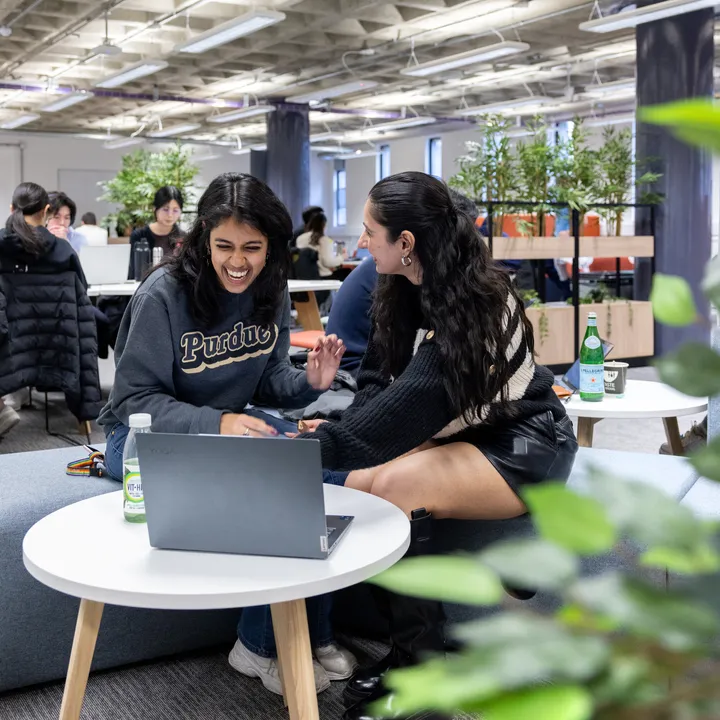 Two female students in the Abdus Salam Library