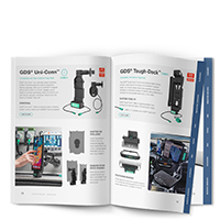 Open RAM® catalog highlighting GDS® Uni-Conn™ and GDS® Tough-Dock™ solutions representing the RAM® Mounts catalog collection