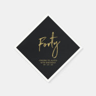 Cheers Forty   Modern Black 40th Birthday Party Napkins