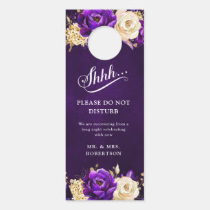 Royal Purple Violet Gold Floral  Do Not Disturb Do Door Hanger