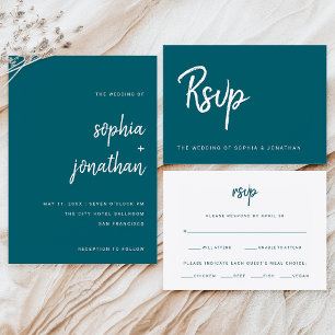 Modern Script Deep Teal   Wedding Meal Choice RSVP Card