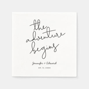 The Adventure Begins Wedding Quote Napkins
