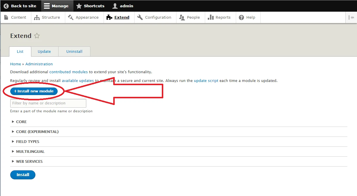 Drupal 8 modules install