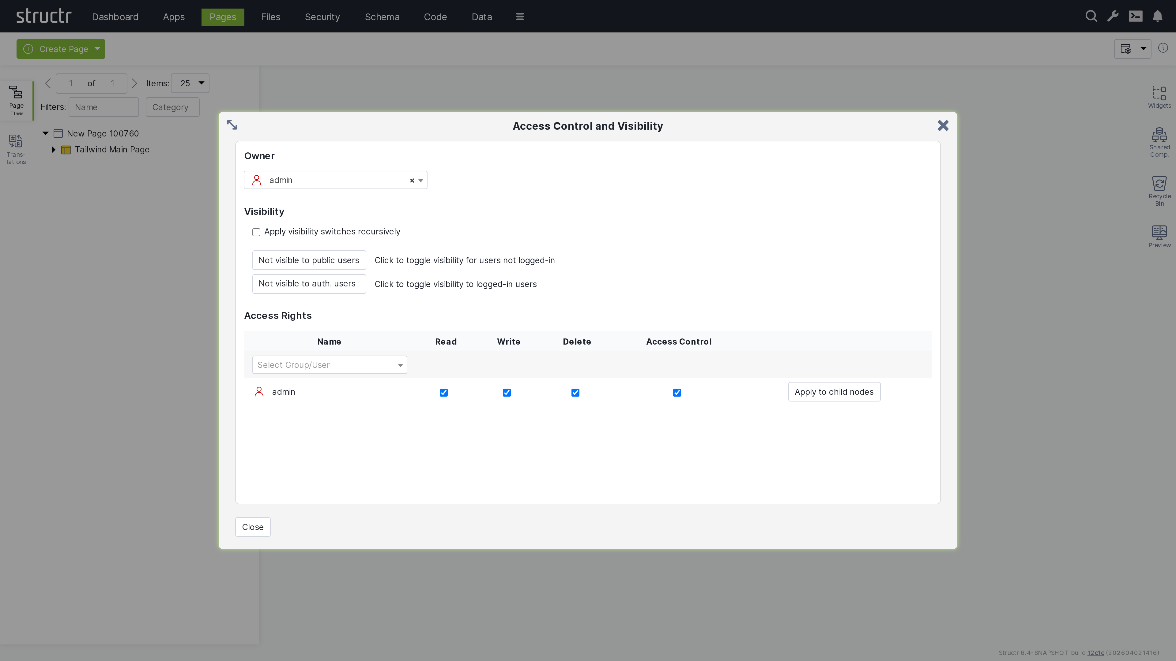 Access Control Dialog