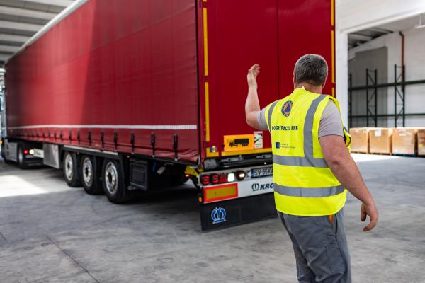 Solidarity with Ukraine - School buses and other humanitarian aid at the EU logistics hub in Romania