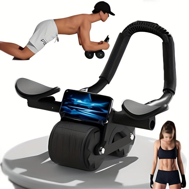 Stainless Steel Ab Roller with Auto Rebound & Elbow Support – Core Strength Trainer for Home Gym Workouts