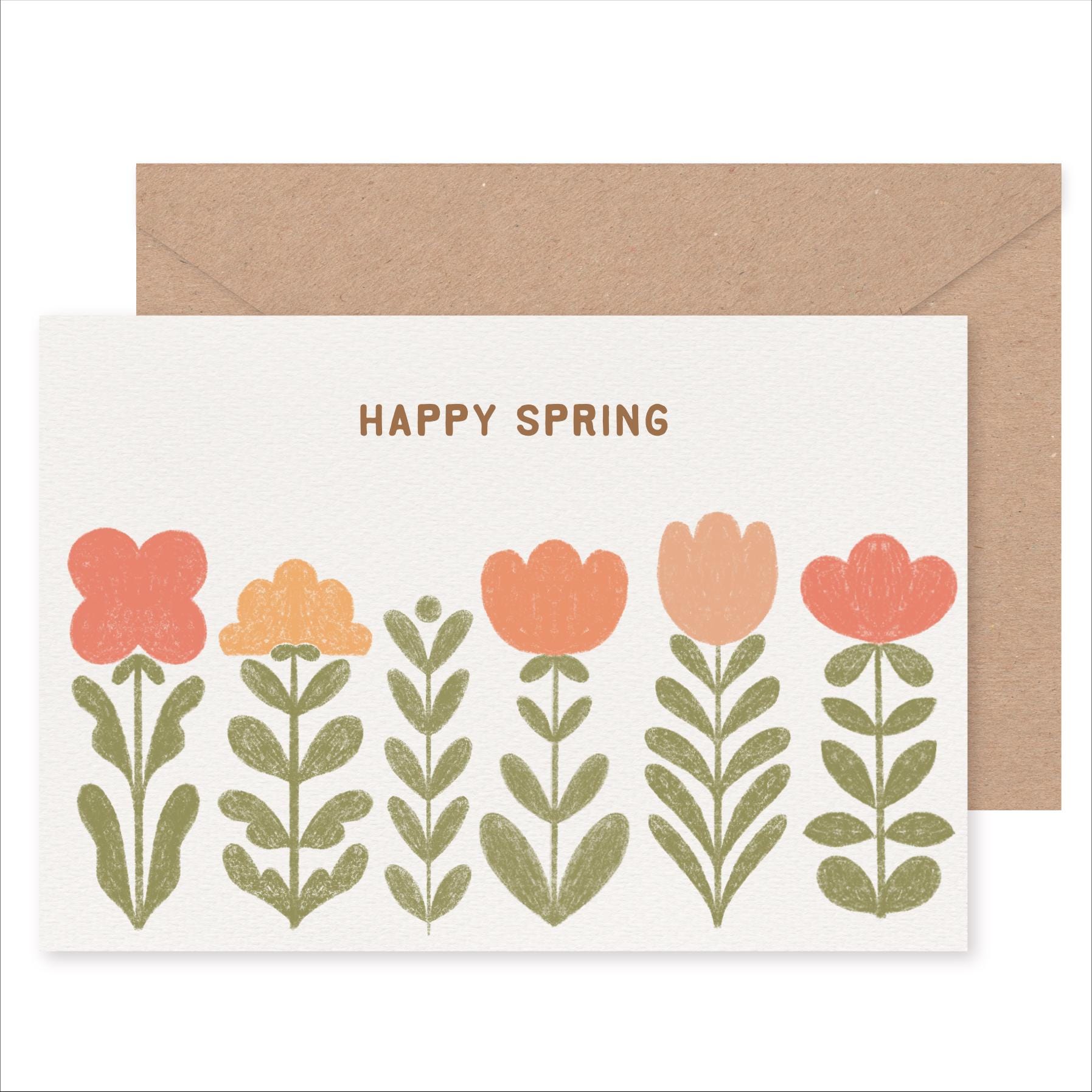 HAPPY SPRING, A5 Recycled Scandi Folk Card