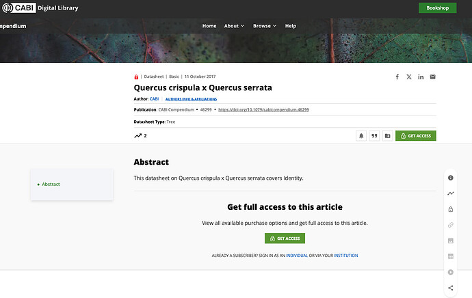 A closed-access dataset's landing page, with a green "Get access" button.