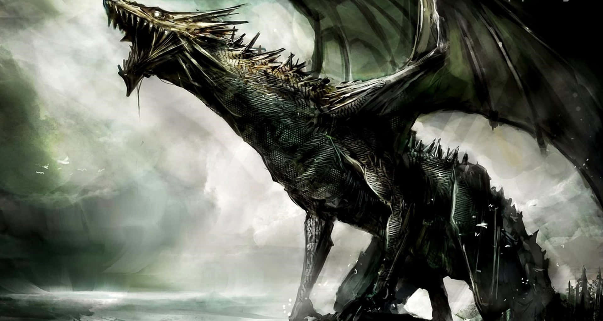 Endrake Med Vingar Står I Vattnet. Wallpaper