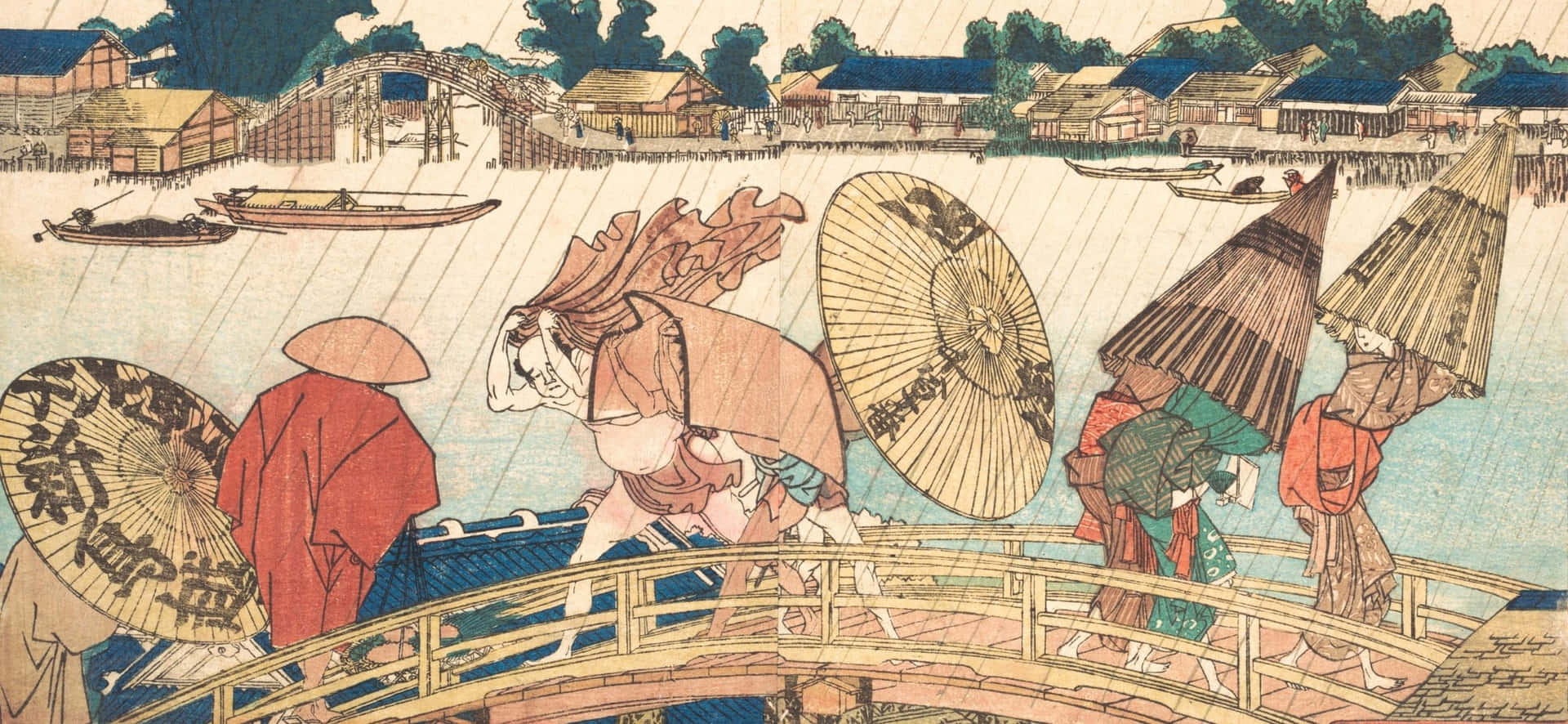 Blåoch Orange Abstrakt Konstverk Wallpaper