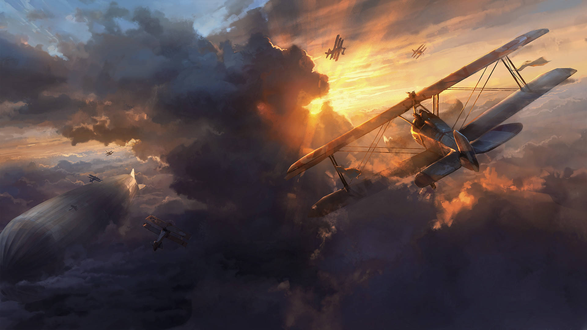 Battlefield 1 Hd Van Biplane Fighter Achtergrond