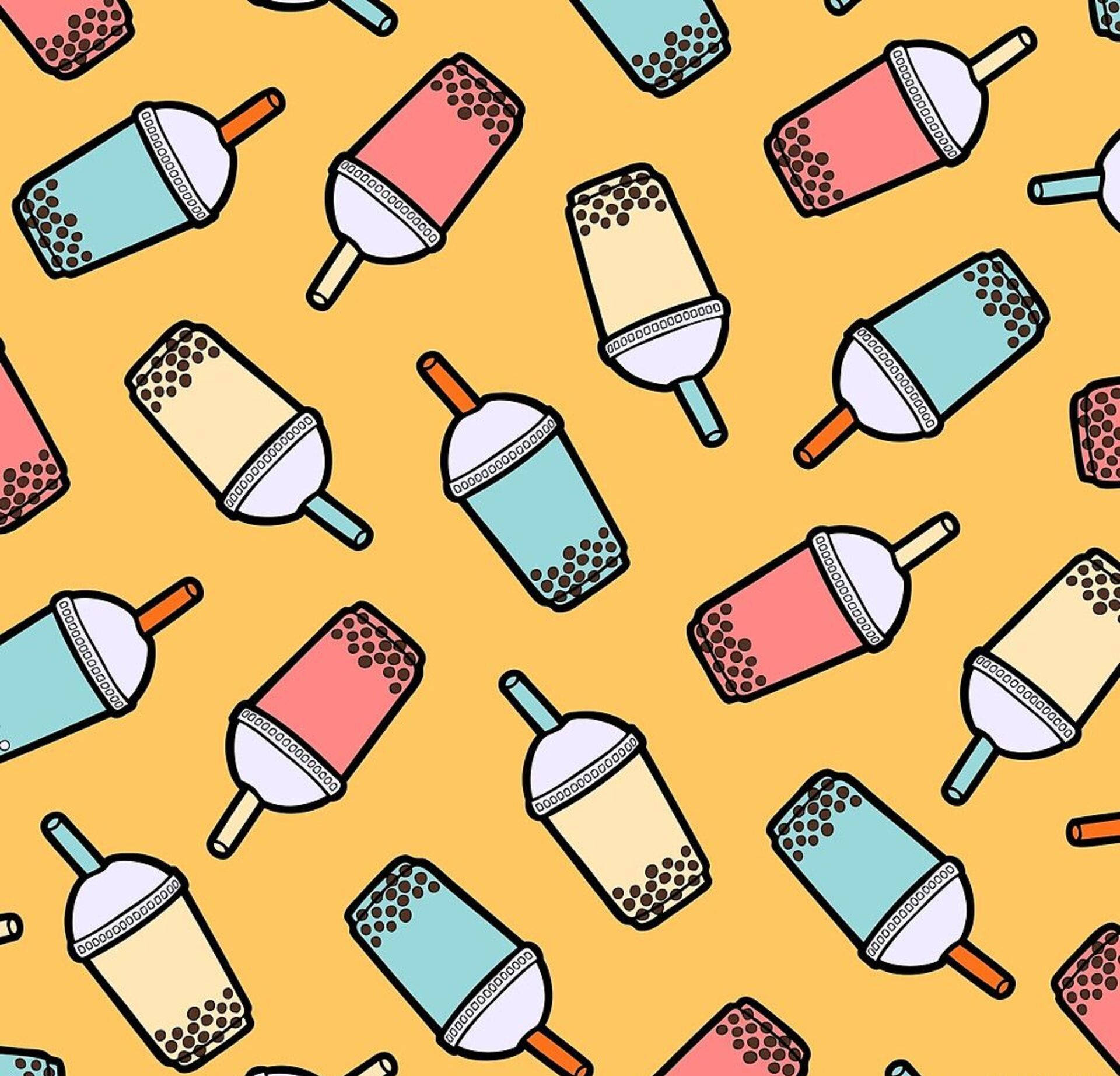 Bubbletea Pastel Muster Wallpaper