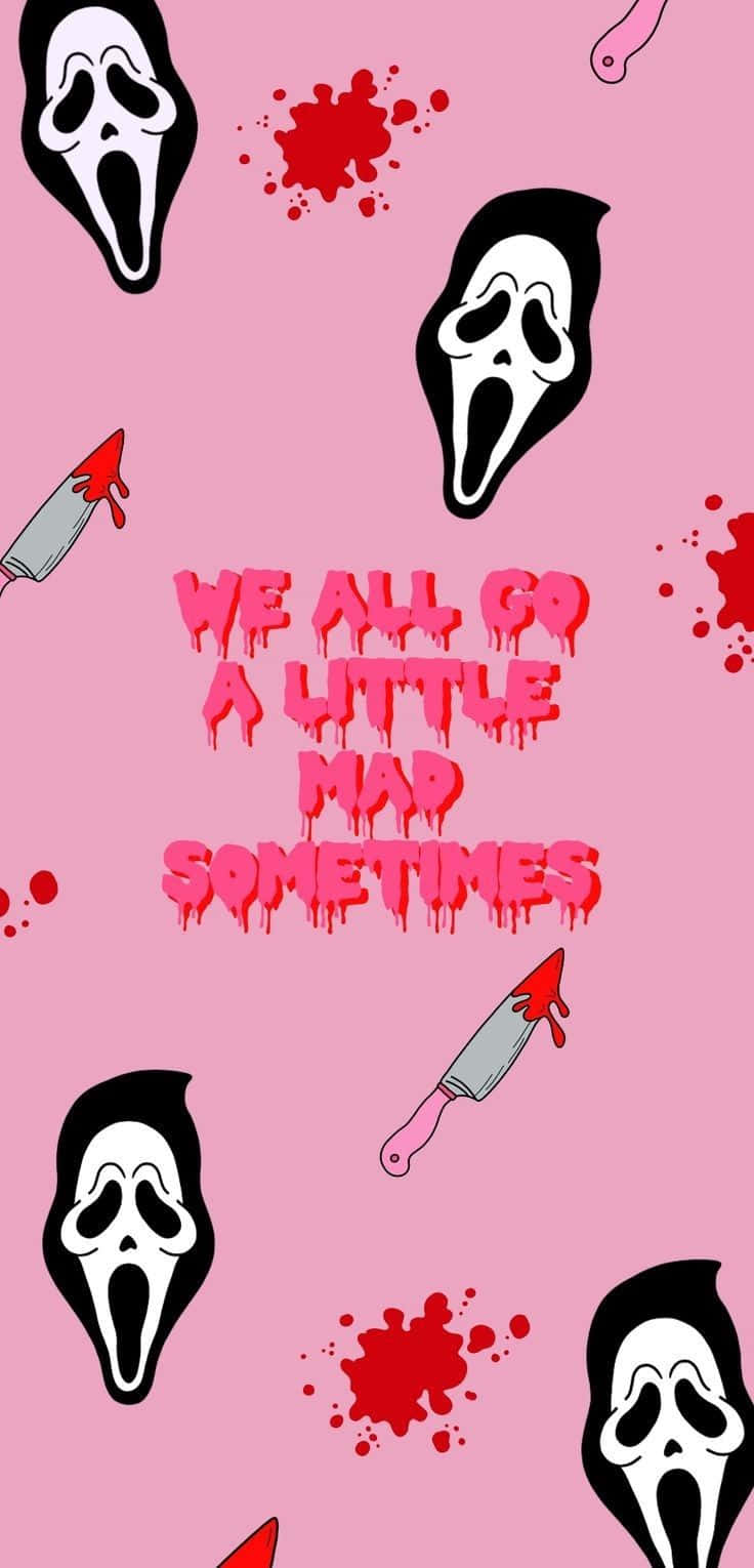 Søtt Ghostface-mønster På Rosa Bakgrunn Bakgrunnsbildet