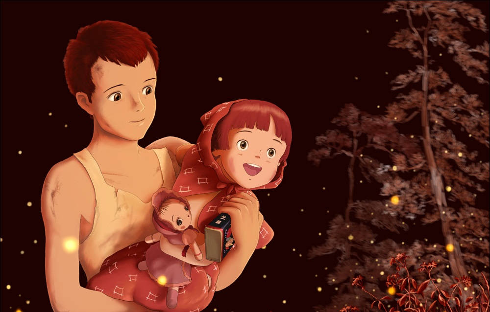 Tomba Delle Lucciole Seita Che Porta Setsuko Sfondo