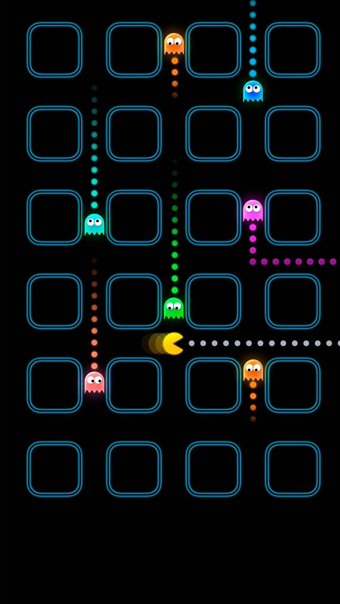 Wallpaper: iPhone Gaming Pacman Spiser Spøgelser Wallpaper Wallpaper