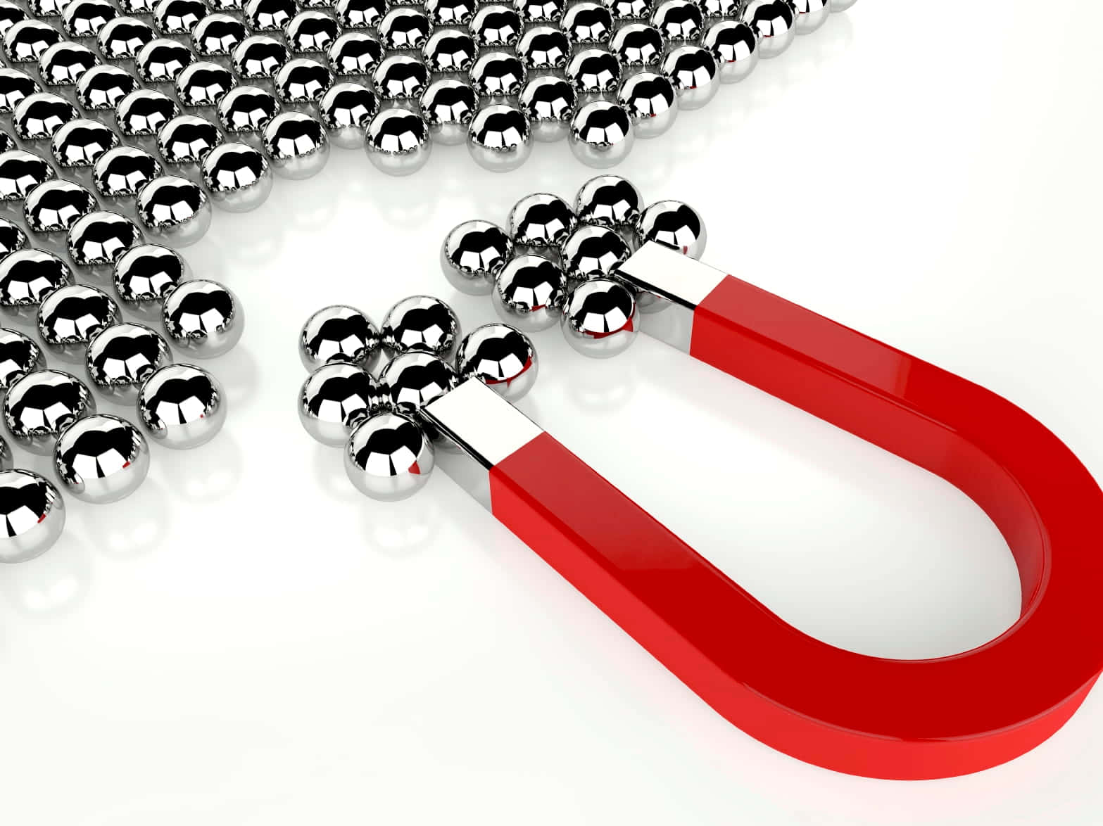 Ímãvermelho Atrai Bolas De Metal Imagem Para Papel De Parede Do Computador Ou Celular.