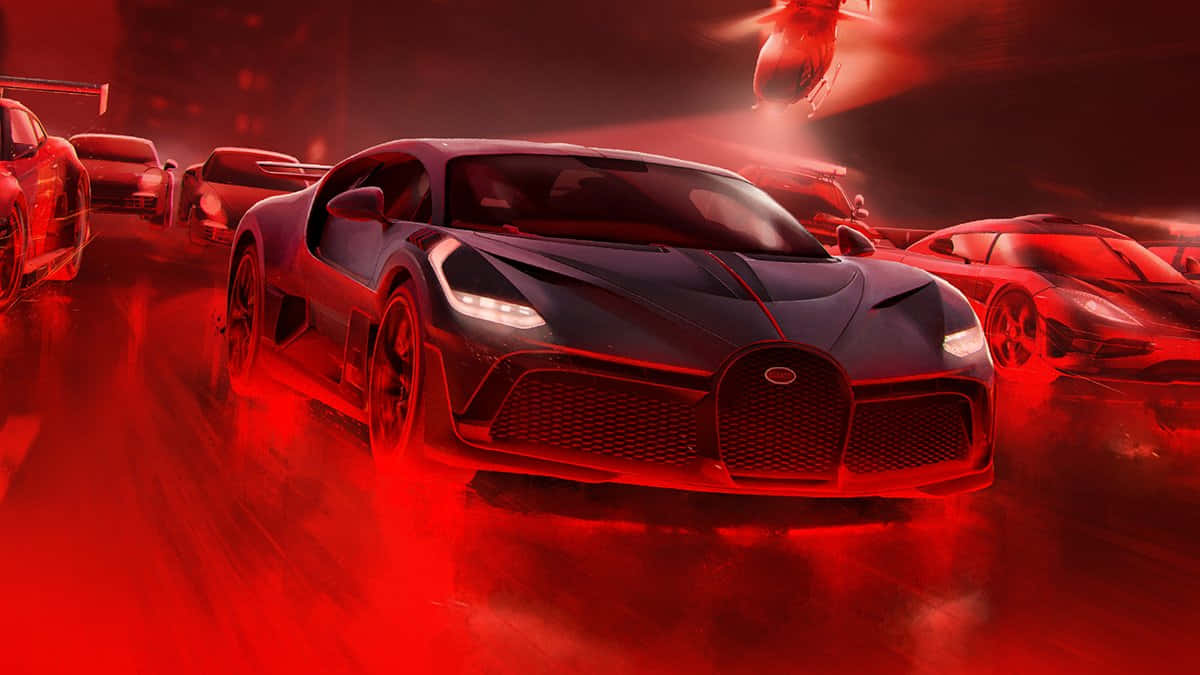 Fängslandeoch Andlös Neon-upplyst Bugatti. Wallpaper