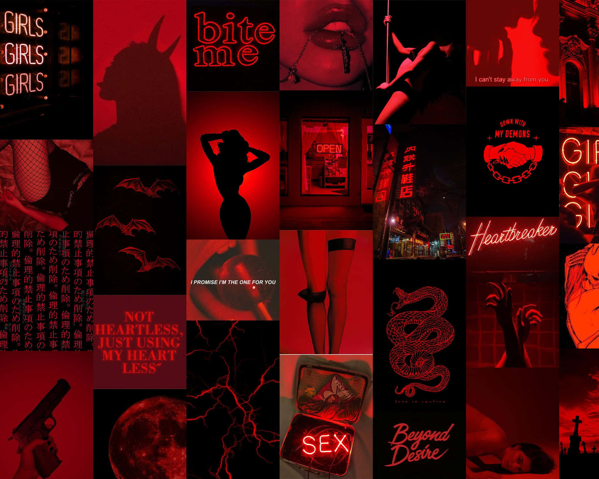 Unamezcla Artística De Rojo, Negro Y Blanco Por Red Collage. Fondo de pantalla