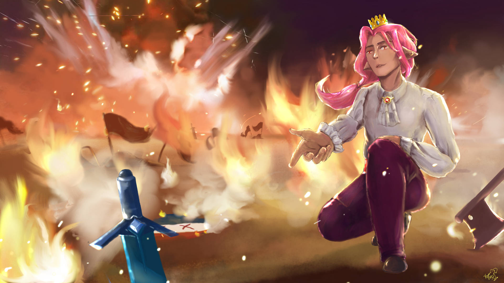 Technoblade Di Karya Seni Medan Pertempuran Wallpaper