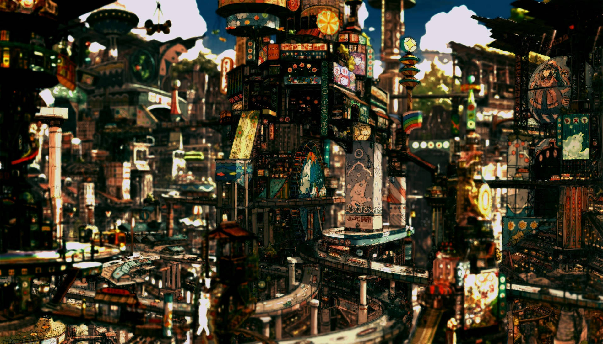 Ville Empilée Approfondie Fond d'écran