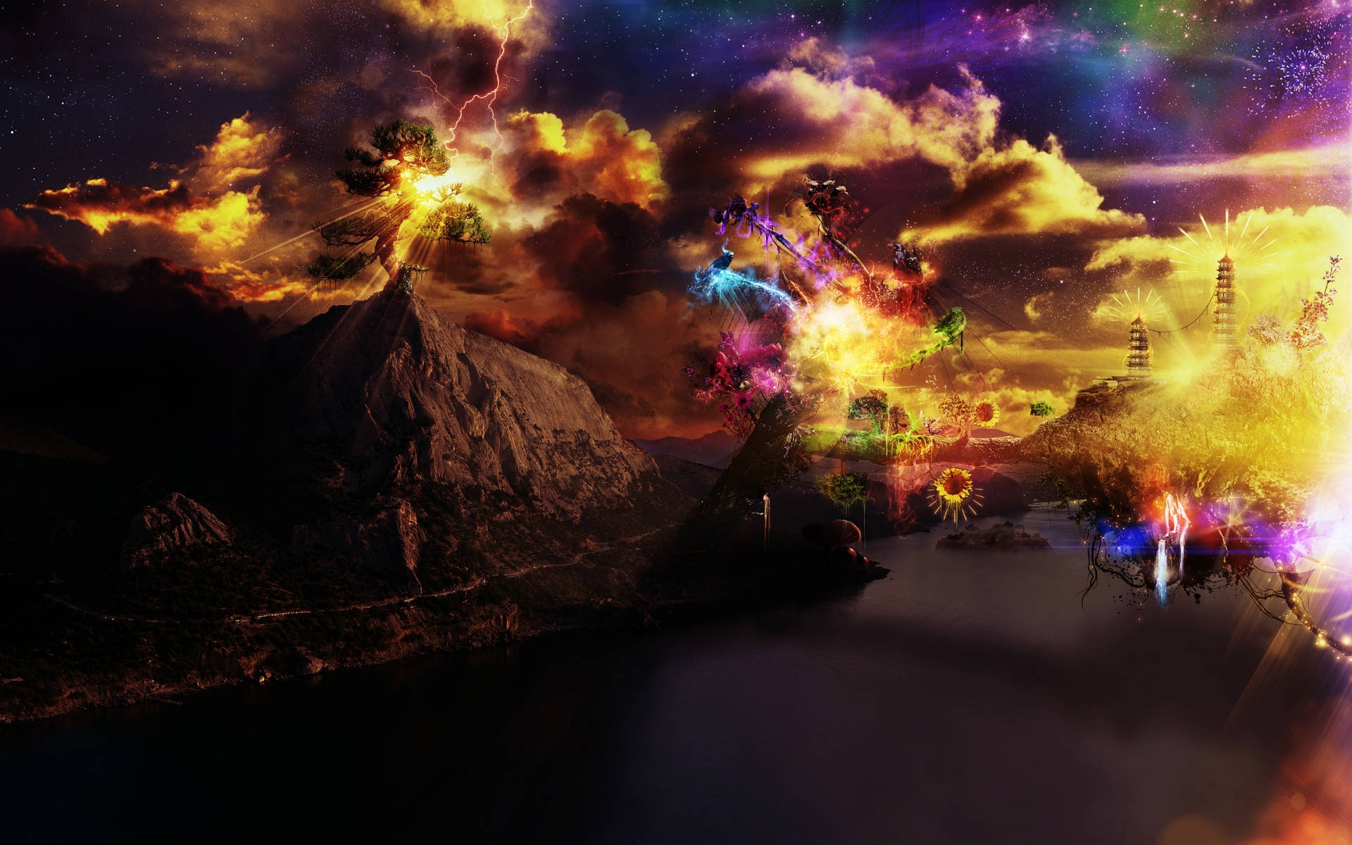 Trippypsychedelische Wolkenexplosion Wallpaper