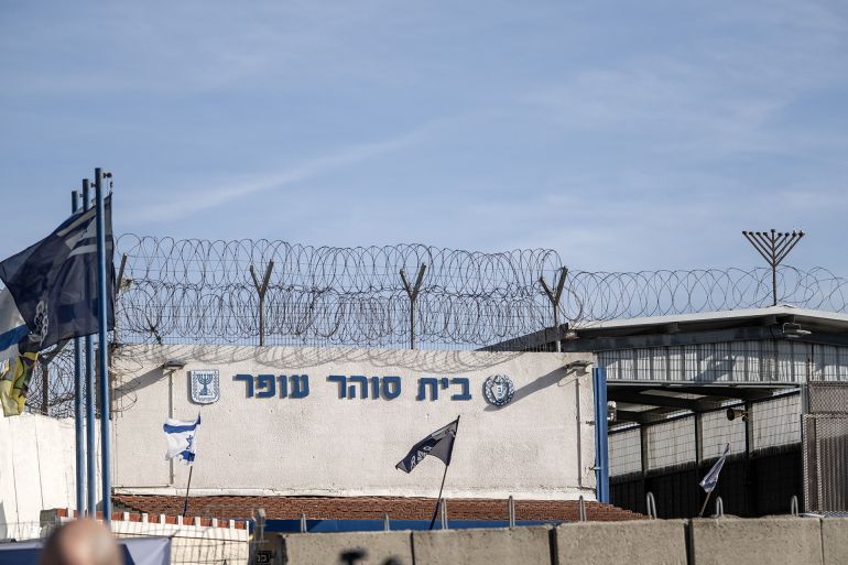 JERUSALEM - JANUARY 19: A view of the site as Israeli forces take measures in front of the Ofer Prison following the effectuated ceasefire and prisoner swap deal between Israel and Hamas as Palestinian prisoners will be transferred from Ofer Prison south of Jerusalem to areas in West Bank, in Jerusalem on January 19, 2025. (Photo by Mostafa Alkharouf/Anadolu via Getty Images)