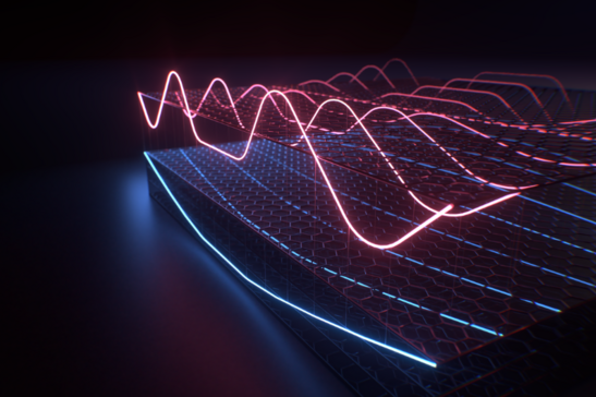 Rappresentazione grafica di una delle nuove trappole quantistiche basata su una materiale 2D come il grafene (fonte: Brad Baxley)