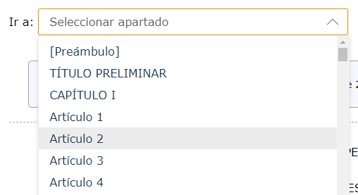 Seleccionar una opción del desplegable 'Ir a' y hacer clic en el botón 'Seleccionar' para ir a un artículo o sección determinada