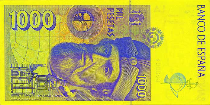 1&nbsp;000 pesetų banknoto reversas