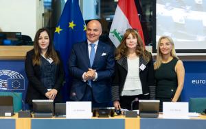 D-IQ Chair Ioan-Rares Bogdan with Delan Ghafour SALIH, Head of the Foreign Relations Committee, Berivan Al-Dosky, Acting Chargé d’Affaires and D-IQ Vice Chair Ervin Incir at the 8th EU-Iraq Inter-Parliamentary Meeting - © European Union (2025) - EP