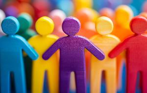 Poster for the LIBE Workshop on EU LGBTIQ equality strategy for 2026-2030 - Figurines shaped like little people in all colors