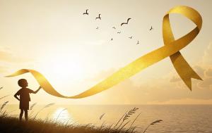 Child with the ribbon childhood cancer