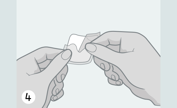 (Quelle: BIÖG) Ziehen Sie die durchsichtige Deckfolie zur Hälfte ab.