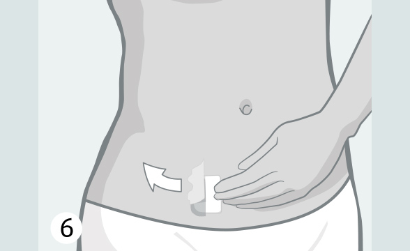 (Quelle: BIÖG) Entfernen Sie den Rest der Deckfolie und drücken Sie fest auf das Hautpflaster.