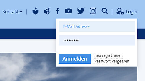 Login fürs Kundenportal Ausschnitt Kopfzeile, Login