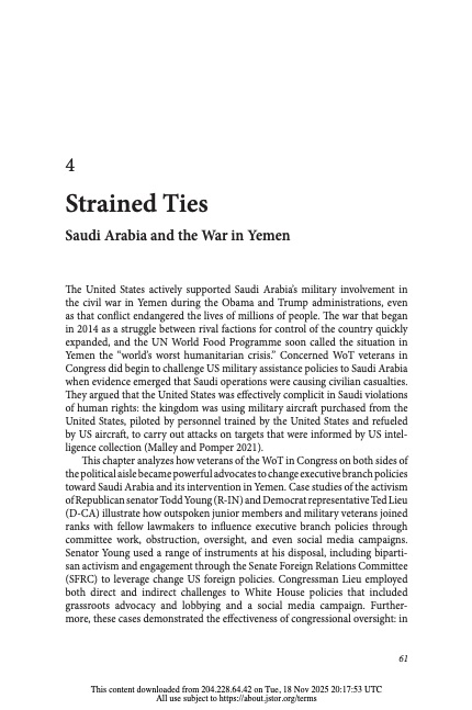 Strained Ties: Saudi Arabia and the War in Yemen