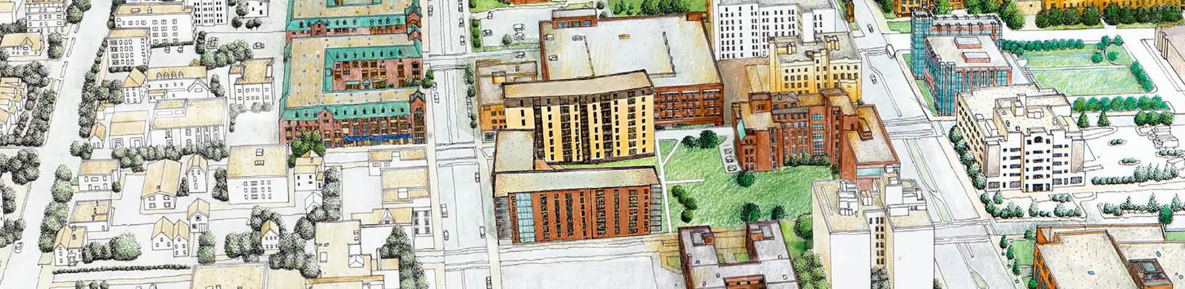 Sketched map of off campus near Marquette University