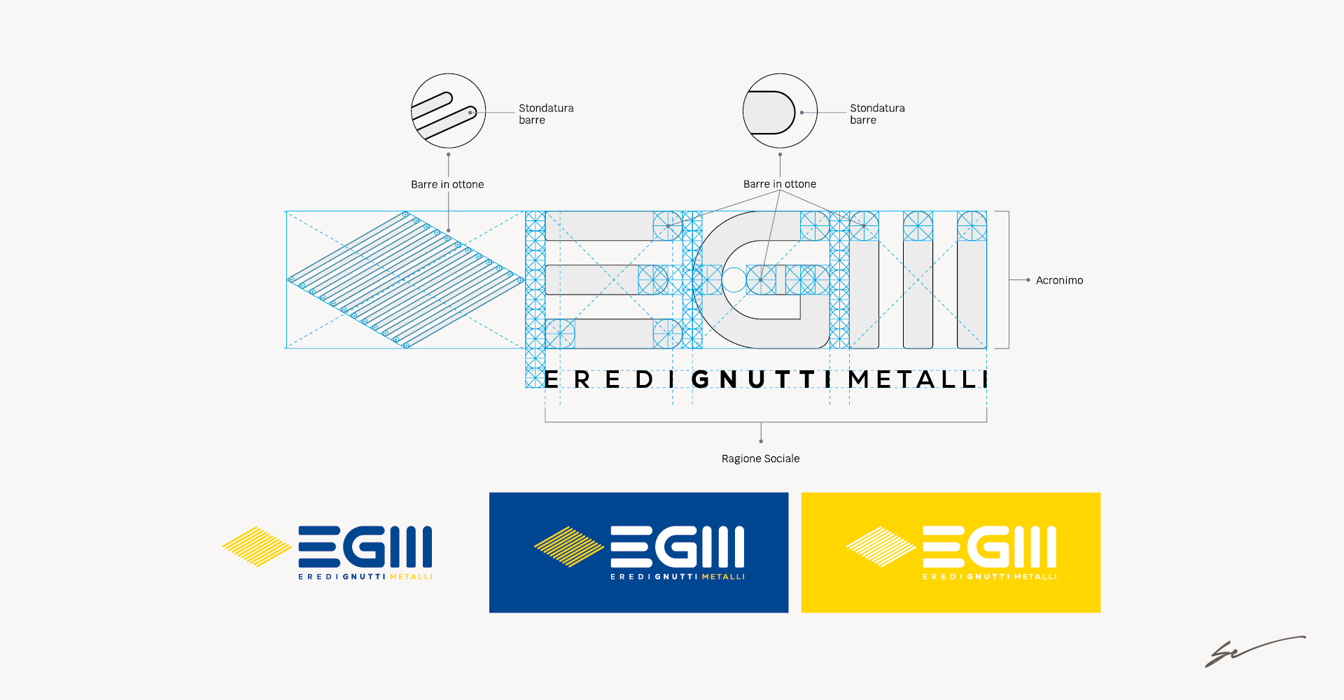 Rebranding EGM costruzione logo e versione a colori